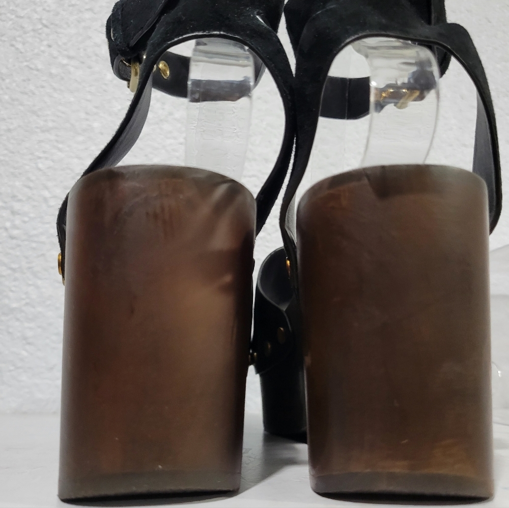 Madewell The Anouk Platform Clog Sandal NU631 Size 7.5 Leather Wood - Picture 8 of 13